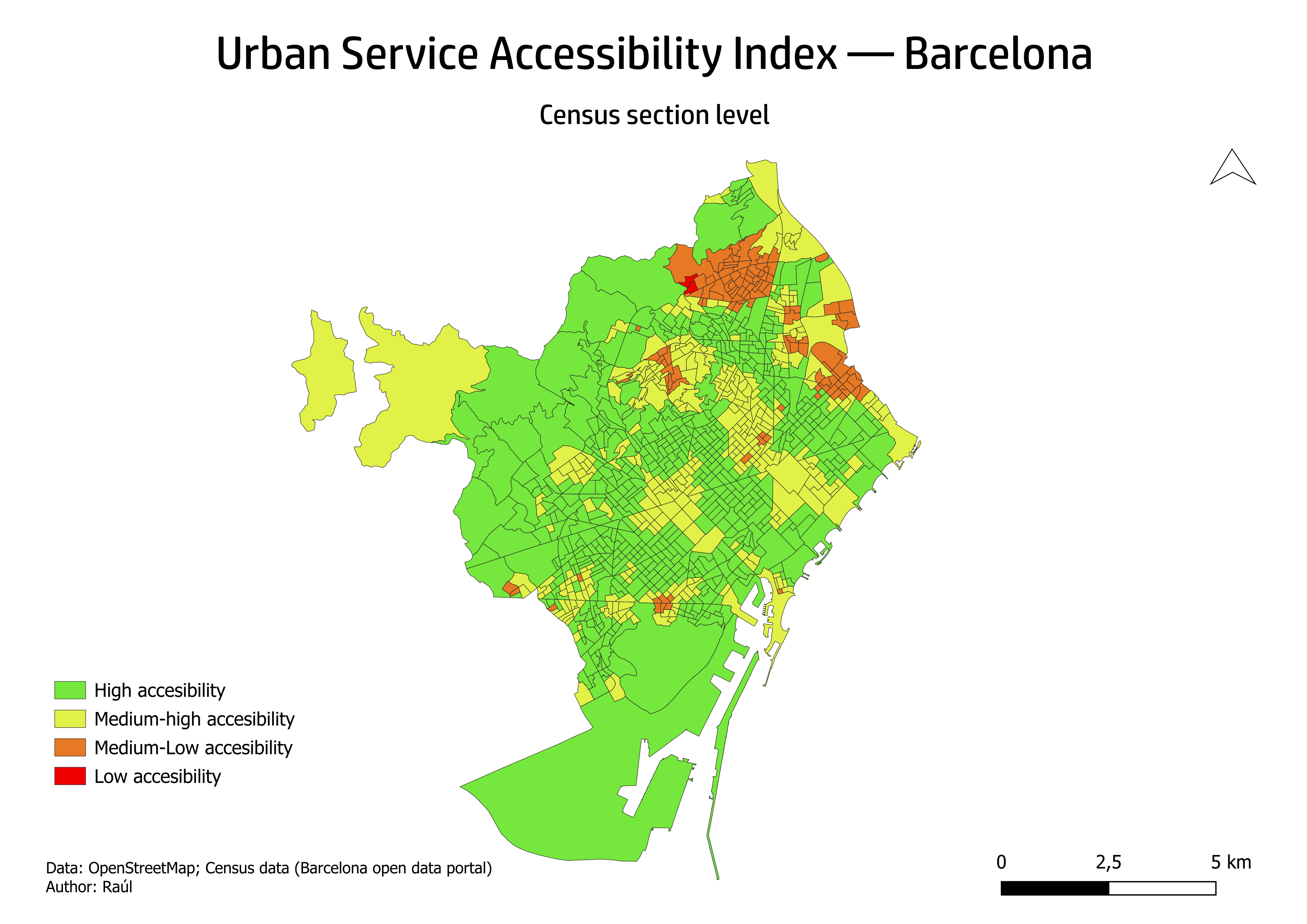 Urban Service Accessibility Index — Barcelona